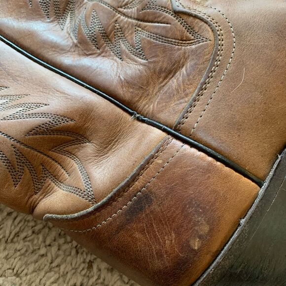 Vintage Brown Justin’s Leather Cowboy Boots 7.5 Western Classic Pointed - Picture 7 of 7
